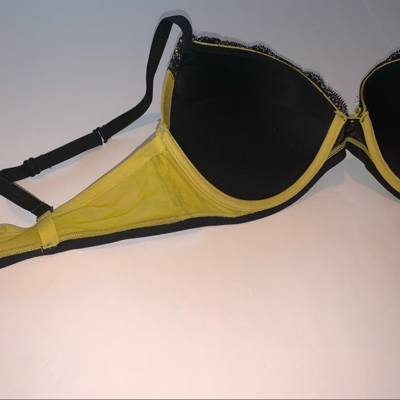 La SENZA shiny neon green push-up bra with black lace size 36 C like new - Picture 8 of 11